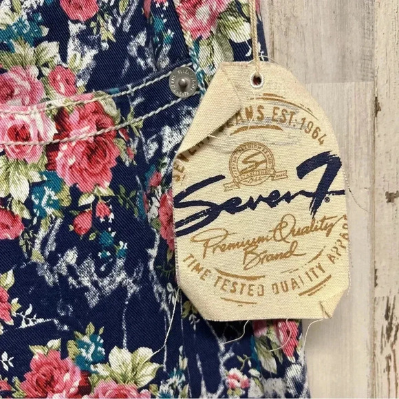 Seven 7 Premium Jeans Stretch Womens Skinny Blue Floral Print Denim Size 10 New - Picture 2 of 8